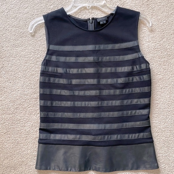 Theory Tops - Theory striped lamb skin peplum top